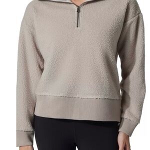 Yogalicious Sherpa Winter Trail Half Zip Pullover Women's Tan Fleece